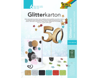 Carton à paillettes Folia 174x245mm bloc 6 couleurs basiques