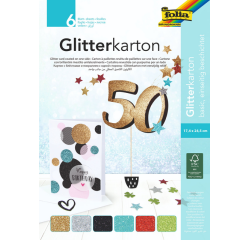 Carton à paillettes Folia 174x245mm bloc 6 couleurs basiques