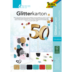 Glitterkarton Folia 174x245mm 6 vel basis assorti