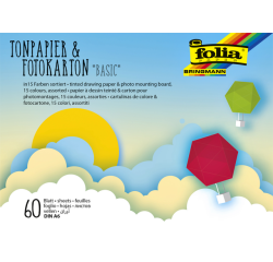 Carton photo Folia A6 paquet de 60 feuilles assorti