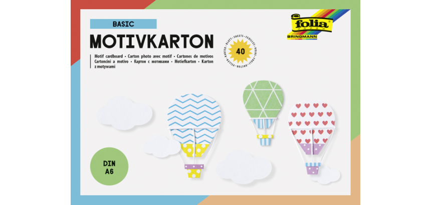 Fotokarton Folia A6 40vel met basisdesigns assorti