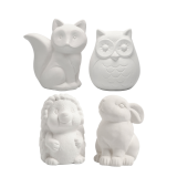 Tirelire animaux Creotime terre cuite blanche set 4 pièces assorti