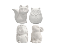 Tirelire animaux Creotime terre cuite blanche set 4 pièces assorti