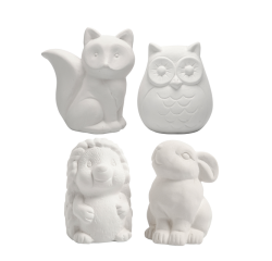 Tirelire animaux Creativ Company otime terre cuite blanche set 4 pièces assorti