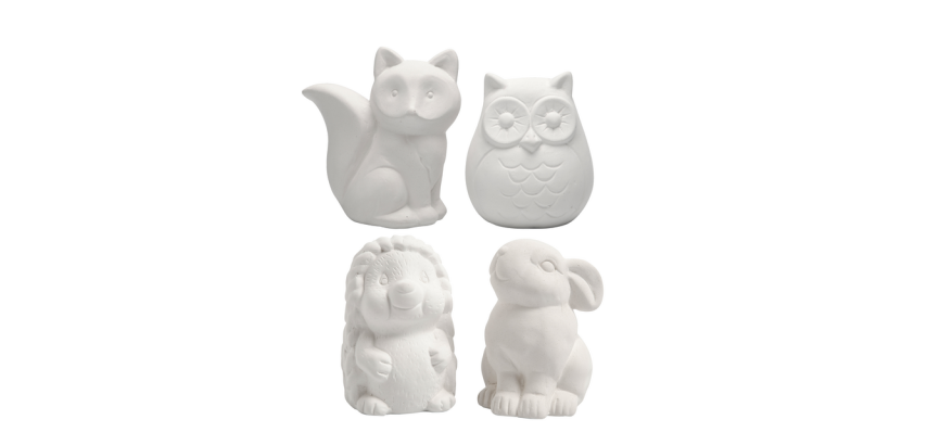 Creativ Company animal piggy bank otime white terracotta set of 4 assorted pieces