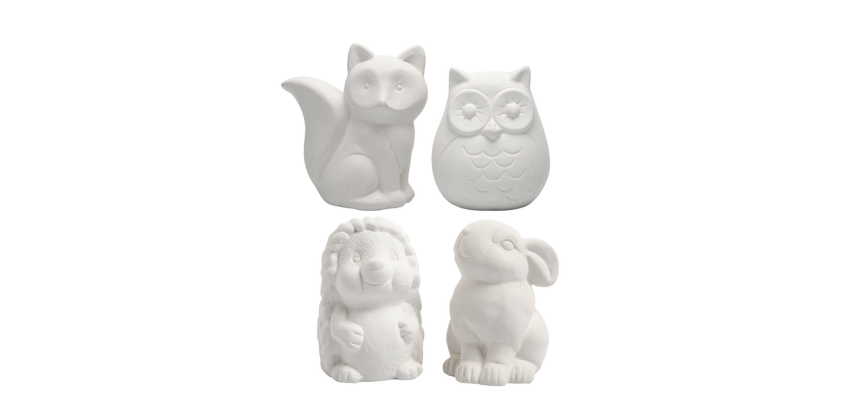 Creativ Company animal piggy bank otime white terracotta set of 4 assorted pieces