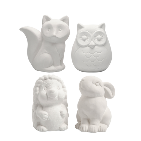 Tirelire animaux Creotime terre cuite blanche set 4 pièces assorti