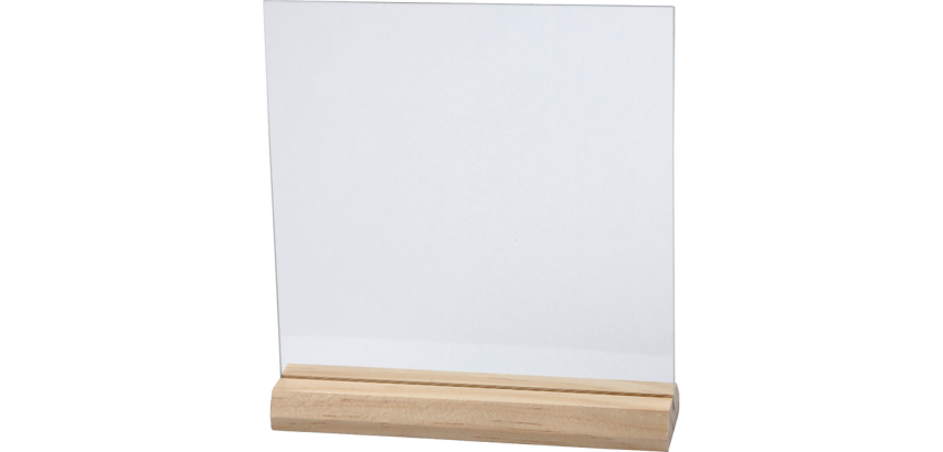 Glass plate Creativ Company 15.5x15.5cm with wooden base 10 pieces
