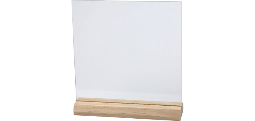 Glasplaat Creativ Company 15.5cmx15.5cm met houten voet 10 stuks