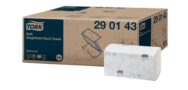 Essuie-mains Tork H3 Advanced 290143 pli-Z Singlefold 2 épaisseurs 226x230mm blanc 15x 250 feuilles
