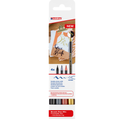 Feutre pinceau edding 1340 set lettrage assorti set 4 pièces