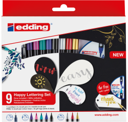 Brushpen edding 1340 Happy Lettering assorti set à 9 stuks