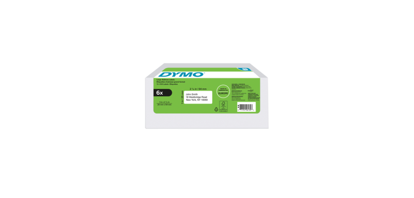 Return address label 25 x 54 mm for LabelWriter - Box of 6 rolls of 500