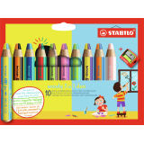 Crayon STABILO Woody 3-en-1 étui 10 pièces + taille-crayon