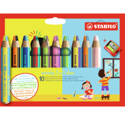 Crayon STABILO Woody 3-en-1 étui 10 pièces + taille-crayon