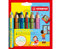Crayon STABILO 882 Woody 3-en-1 Duo étui 6 pièces + taille-crayon