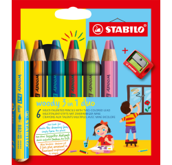 De_lapices de colores stabilo woody 3 en 1 duo estuche de 6 colores surtidos