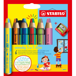 En_lapices de colores stabilo woody 3 en 1 duo estuche de 6 colores surtidos