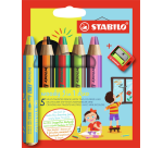 STABILO 882 Woody 3-in-1 Duo crayon case 5 pieces + sharpener