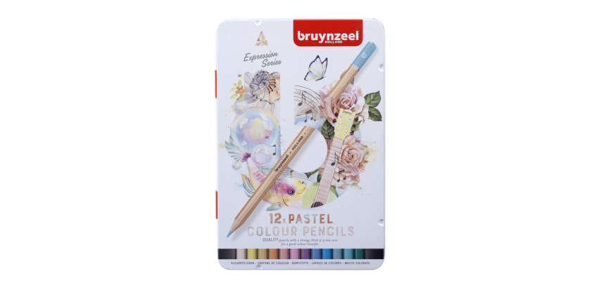 Kleurpotloden Bruynzeel Expression assorti pastel blik à 12 stuks