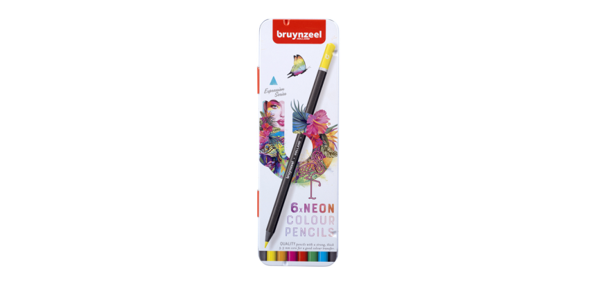 Crayon de couleur Bruynzeel Expression boîte 6 couleurs néon