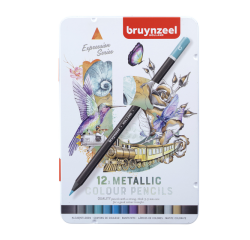 Crayon de couleur Bruynzeel Expression boîte métal 12 couleurs métalliques