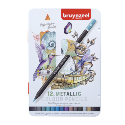 Crayon de couleur Bruynzeel Expression set 12 couleurs métalliques