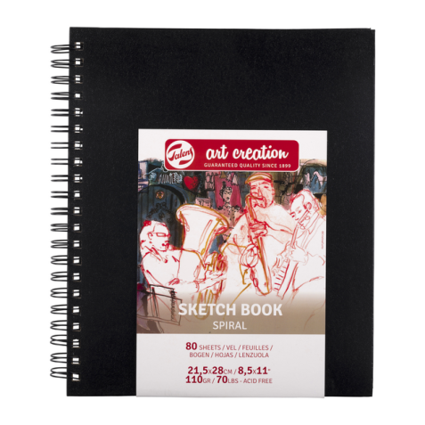 Schetsboek Talens Art Creation 80 witte vellen 110gr 210x280mm spiraal zwart