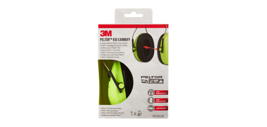 Casque anti bruit 3M Peltor pour enfant H510AK (87-98 db) vert néon