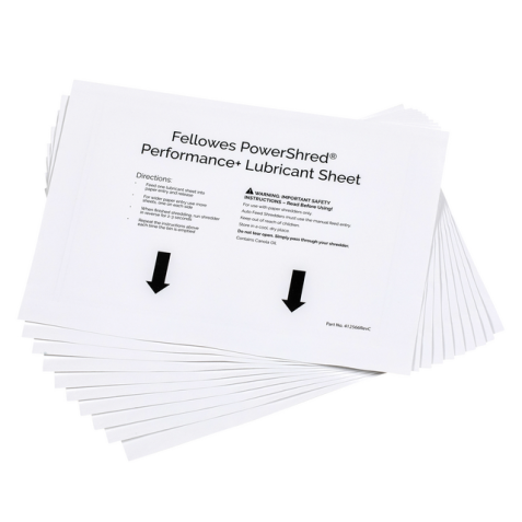 Feuilles de lubrification destructeur Fellowes Powershred Performance+