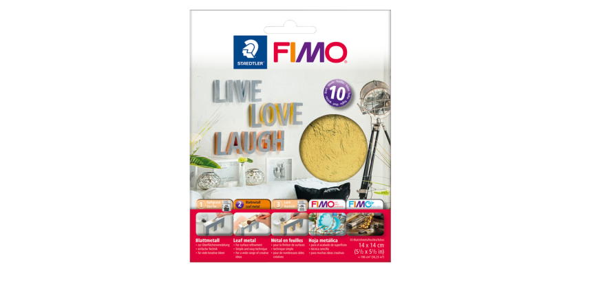 Métal en feuille Fimo 14x14cm 10 feuilles or