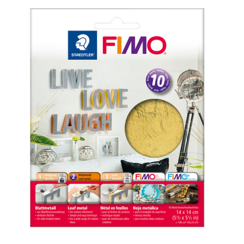 Bladmetaal Fimo 14x14cm 10vel goud