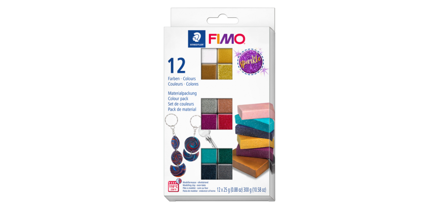 Pâte à modeler Fimo Effet Colour Pack 12 couleurs scintillantes