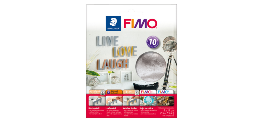Métal en feuille Fimo 14x14cm 10 feuilles argent