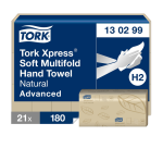 Tork H2 Xpress Advanced 130299 Handtücher, multifalt, 2-lagig, 213x240mm, natur, 21x 180 Blätter