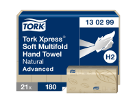 Essuie-mains Tork H2 Xpress Advanced 130299 multifold 2 épaisseurs 213x240mm naturel 21x 180 feuilles