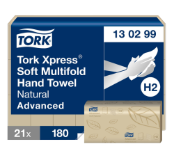 En_essuie-mains tork xpress h2 advanced interfolies doux     naturesl 2 plis blanc paquet  180 feuilles
