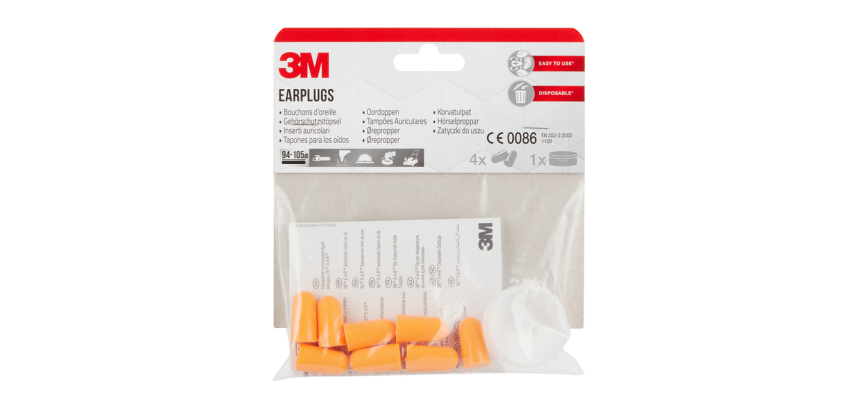 3M 1100 Earplugs 94-105db with storage case 4 pairs
