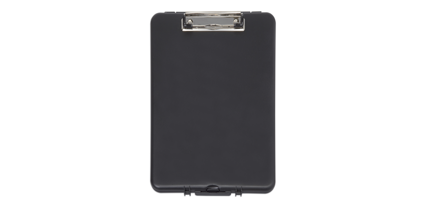 Porte-bloc avec compartiment MAULslim A4 portrait ouverture petit côté PP noir