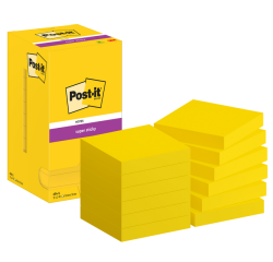 Bloc-mémos Post-it 644 Super Sticky 76x76mm jaune ultra 12 pièces