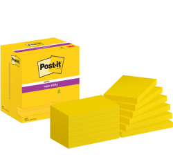 Bloc-mémos Post-it 655 Super Sticky 76x127mm néon jaune 12 pièces