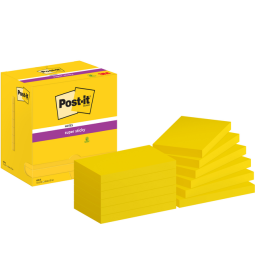 Bloc-mémos Post-it 655 Super Sticky 76x127mm néon jaune 12 pièces