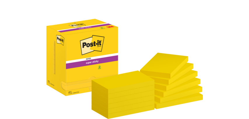 Post-it Super Sticky Notes 655 Neon Yellow 76x127mm 12-Pack
