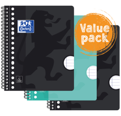 Bloc de cours Oxford A5+ ligné 17 perf 160 pages 80g Lot économique assorti 3 pièces