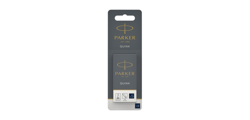 Cartouche d'encre Parker Quink bleu-noir blister 5 pièces
