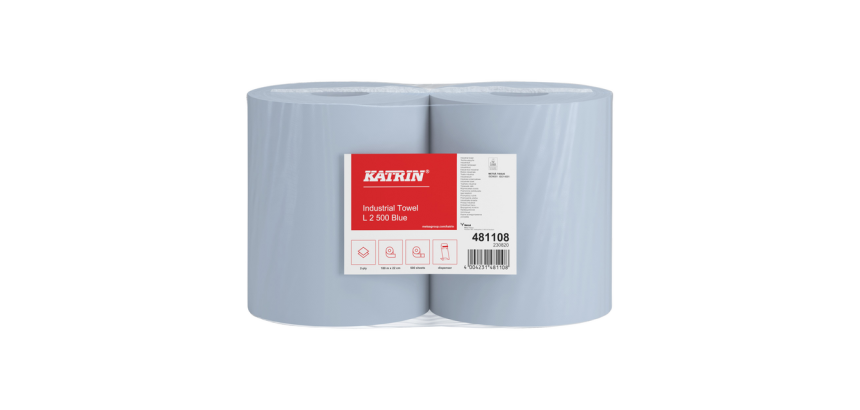 Poetspapier Katrin Industrial groot 2-laags 500 vel blauw 481108