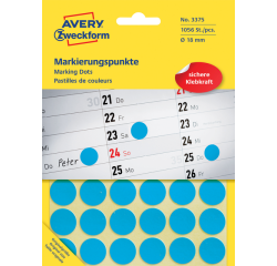Avery Zweckform 3375 ronde etiketten, diameter 18 mm, 1.056 etiketten, blauw