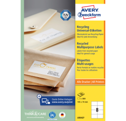 Etiquette Avery Zweckform LR3427-100 105x74mm recyclé blanc 800 pièces