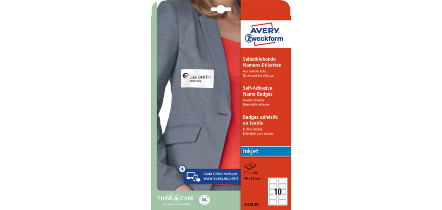 Avery Klebeetiketten J4785-20 80x50mm weiß 200 Stück
