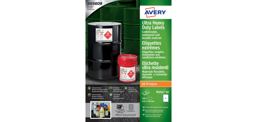 Etiket Avery B3655-50 148x210mm polyethyleen wit 100 stuks
